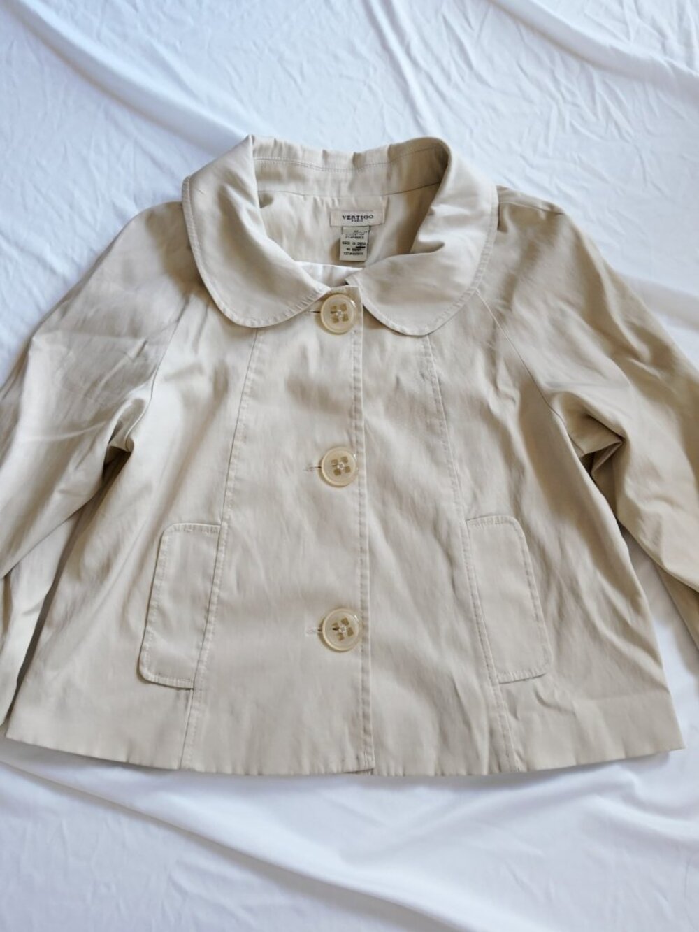 Vintage Trench Coat Button Up Cream Vertigo Paris Twee 90s Y2K Size Medium